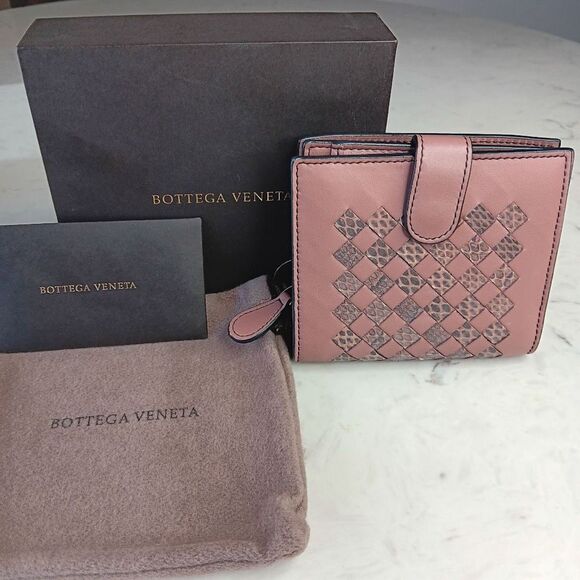 BOTTEGA VENETA two tone mauve pink leather INTRECCIATO Wallet Full Set - Picture 2 of 11